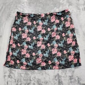 EP New York Skort Womens XL Black Tropical Leaf Print‎ Pull On Skirt Shorts Golf